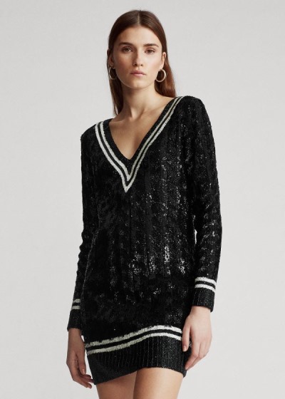 Women's Polo Ralph Lauren Sequined Cricket Sweat Dresses | 268513GCV